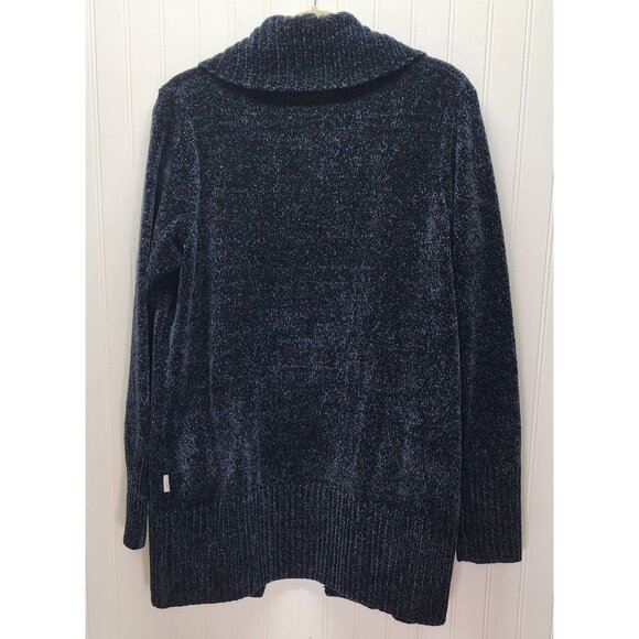 Lot of 3 Orvis Chenille Open Front Cardigan Sweater L/G Brown, Black, Blue - Picture 11 of 13